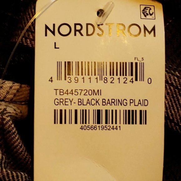 Treasure‎ & Bond Womens Button Front Shirt Black Gray Baring Plaid Cotton L New - Picture 9 of 10